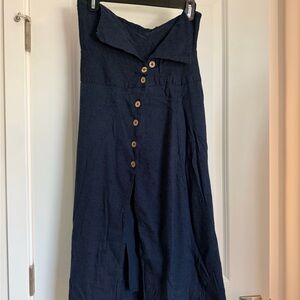 Free People Navy Blue Button-Down Skirt